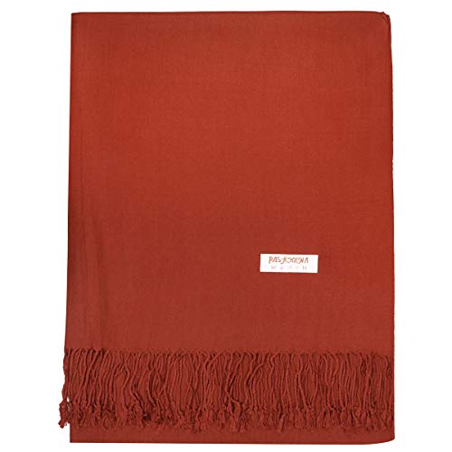 Falari Women's Soft Solid Color Pashmina Shawl Wrap Scarf, for Wedding, Bridesmaid Gifts, Evening Dress - color: Rust
