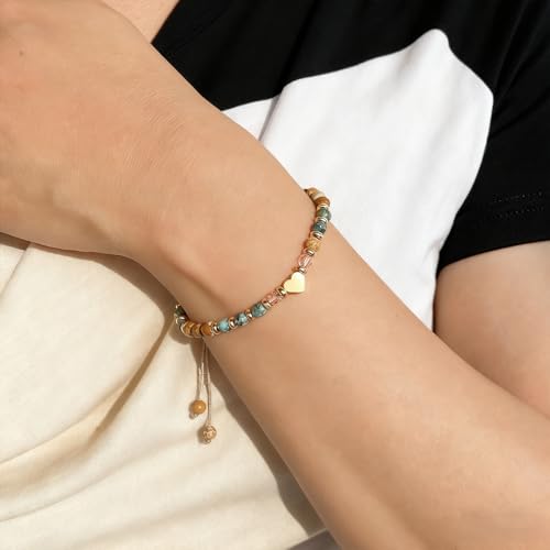 HETICA Inspirational Gifts for Women Birthday Natural Stone Inspirational Bracelet Collection Thinking of You Get Well Soon Card Jewelry Gifts for Women Friend Sister - style: Life Is Tough but so Are You