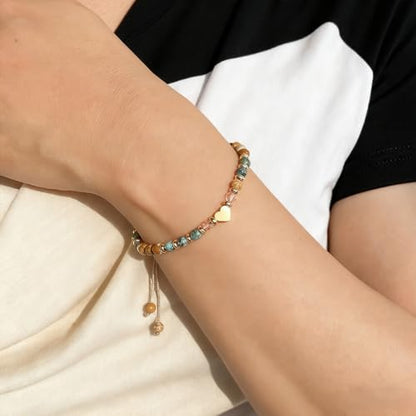 HETICA Inspirational Gifts for Women Birthday Natural Stone Inspirational Bracelet Collection Thinking of You Get Well Soon Card Jewelry Gifts for Women Friend Sister - style: Life Is Tough but so Are You