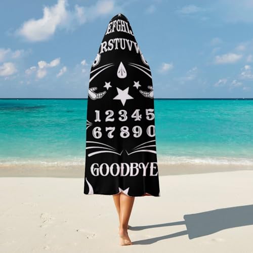 Skull Skeleton Witch Board Tarot Black Art Large Size Comfortable Hooded Blanket, Warm Blanket 60"x80" - color: Skull Skeleton Witch Board Tarot Black Art, size: 60"x80"