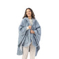 Berkshire Faux Fur Wearable Blanket, Cozy Reversible Loftmink Fleece Shawl with Hood & Side Pockets - color: Polar Blue