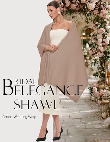 PULI Women's Pashmina Shawl Wraps for Evening Dress Large Scarf Blanket Long Wedding Bridal Winter Warm Shoulder Wrap - color: Tan