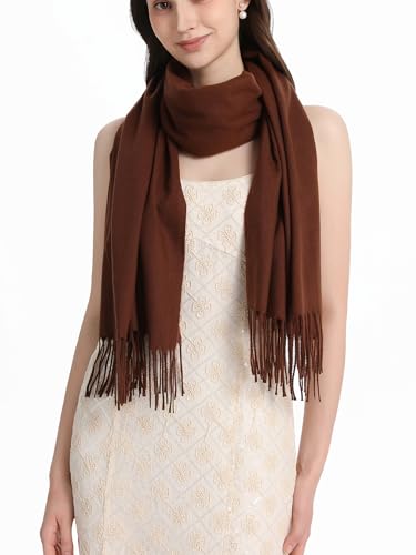 Pashmina Shawl and Wraps for Evening Dresses Resemble Cashmere Scarf for Women Wedding Winter Warm Shawls - color: Coffee