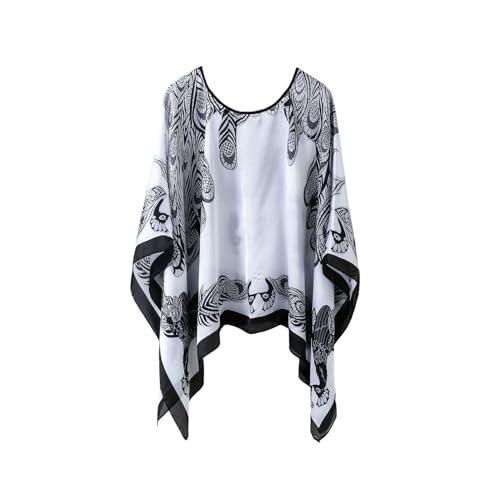 Women's Satin Cover Up Short Poncho Tops Sheer Chiffon Boho Pashmina Shawl Beach Soft Shawl - color: Style33