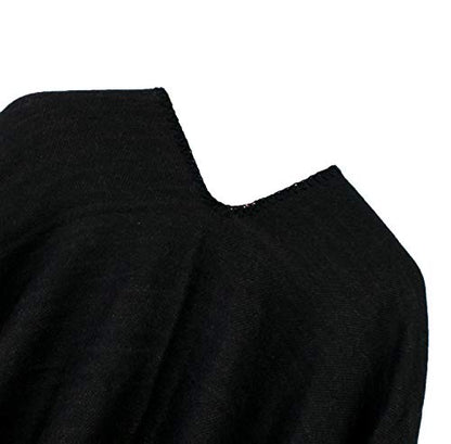Urban CoCo Women's Color Block Shawl Wrap Open Front Poncho Cape - color: Series 21-black