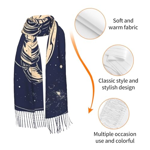 Astronaut Sitting in Yoga Chakra Scarf for Women Warm Soft Scarves Fashion Fringed Shawl Casual Tassel Blanket Scarf - color: Astronaut Men