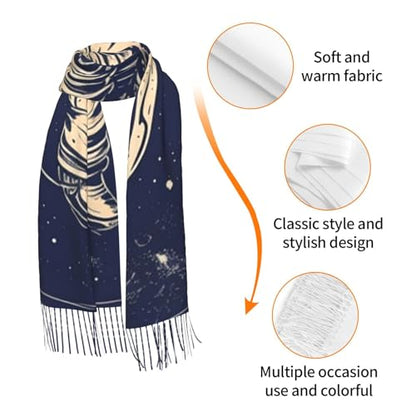Astronaut Sitting in Yoga Chakra Scarf for Women Warm Soft Scarves Fashion Fringed Shawl Casual Tassel Blanket Scarf - color: Astronaut Men