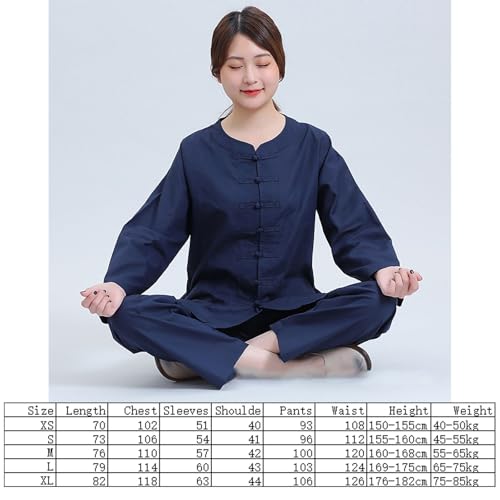 Meditation Clothing Meditation Clothes Suit,Chinese Round Neck Cloths Meditation Cloths Buddha Unisex - color: Blue, size: X-Large