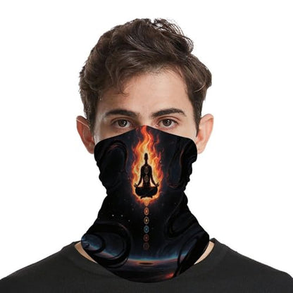Blacklight Seven Chakra Yoga Meditation Neck Gaiter Personalized Soft Windproof Face Covers Cozy Winter Neck Warmer Gator Scarfs Multipurpose Fashion Breathable Bandana Face Mask Scarf for Adult