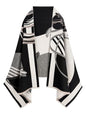 Women's Reversible Pashmina Shawl Wrap for Women Big Scarf Holiday Gifts - color: Black-grey-white