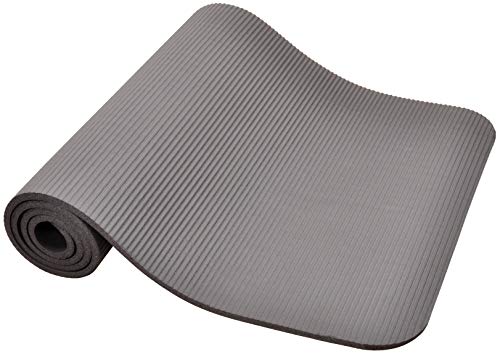 Fitvids All Purpose 1/2-Inch Extra Thick High Density Anti-Tear Exercise Yoga Mat and Knee Pad with Carrying Strap, Multiple Colors - color: Gray
