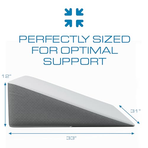 Kolbs Bed Wedge Pillow for Sleep Apnea, FSA Eligible Acid Reflux, and Back Pain Relief, with Chic Jacquard Cover - Headboard Wedges for Sleeping (Extra Wide 12" Height) - size: Extra Wide 12" Height