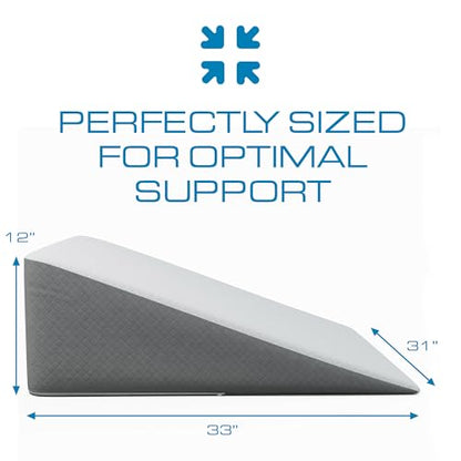 Kolbs Bed Wedge Pillow for Sleep Apnea, FSA Eligible Acid Reflux, and Back Pain Relief, with Chic Jacquard Cover - Headboard Wedges for Sleeping (Extra Wide 12" Height) - size: Extra Wide 12" Height