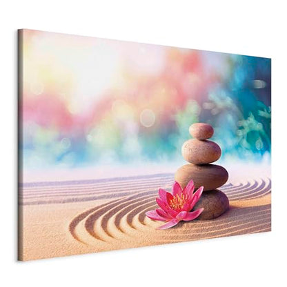 artgeist Acoustic Canvas Wall Art Zen Sand Garden Print 35x24 in - 1pcs Picture with Acoustic Foam Sound Artwork Room Acoustics Soundproofing Lily Flower Spiritual Calm Beauty Rocks b-B-10325-b-a - color: #09, size: 35"L x 24"W
