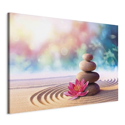 artgeist Acoustic Canvas Wall Art Zen Sand Garden Print 35x24 in - 1pcs Picture with Acoustic Foam Sound Artwork Room Acoustics Soundproofing Lily Flower Spiritual Calm Beauty Rocks b-B-10325-b-a - color: #09, size: 35"L x 24"W