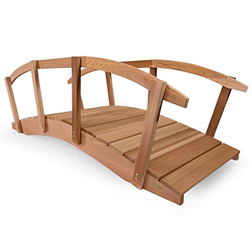 All Things Cedar FB96-R Garden Bridge with Side Rails | 8-Ft Cedar Wood Bridge for Gardens, Backyards & Streams | Easy to Assemble & Made from Untreated Western Red Cedar | 94x38x36 - size: 8-Ft Bridge & Rails