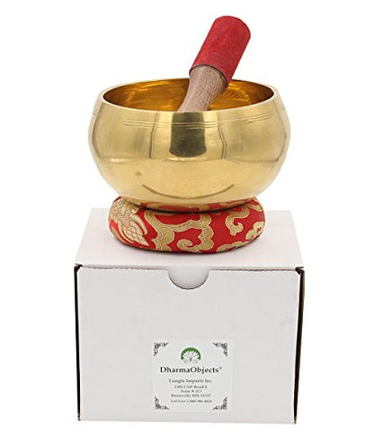 Exquisite 5 Inch Metallic Finish Tibetan Singing Bowl with Striker, Cushion