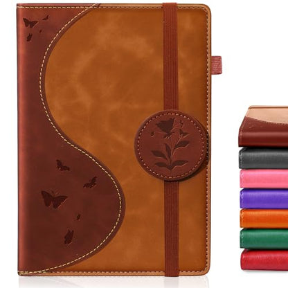 Lined Journal Notebook, A5 Hardcover Leather Journal for Men Women, 200 Pages 100 GSM Thick Paper, Journaling Notebooks for Work School Travel Note Taking, Brown - color: brown