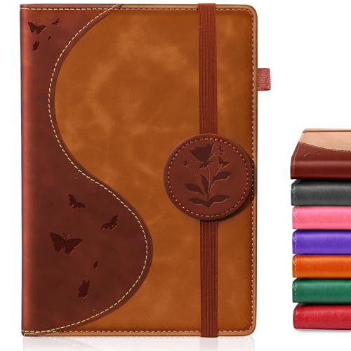 Lined Journal Notebook, A5 Hardcover Leather Journal for Men Women, 200 Pages 100 GSM Thick Paper, Journaling Notebooks for Work School Travel Note Taking, Brown - color: brown