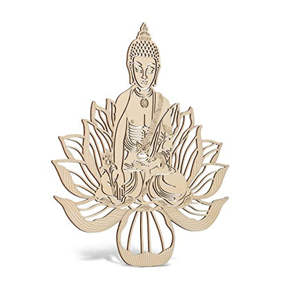 Fourth Level MFG 12” Thai Buddha, Sacred Geometry Wood Wall Art, Buddhism Enlightenment Symbol, Zen Home Decoration for Yoga and Meditation, Good Chakra Energy Spiritual Altar Decor