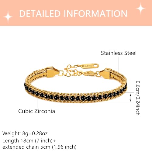 Colorful Tennis Bracelet - Adjustable Boho Stackable Crystal Jewelry for Best Friends Bridesmaids Party Gift Women YA6108 - color: Black