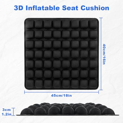 Sonduur 18" x 16" Travel Cushion for Airplane Seat, Adjustable Portable Inflatable Seat Cushion for Air Travel, High Profile Travel Seat Cushions for Airplanes, Lycra Material
