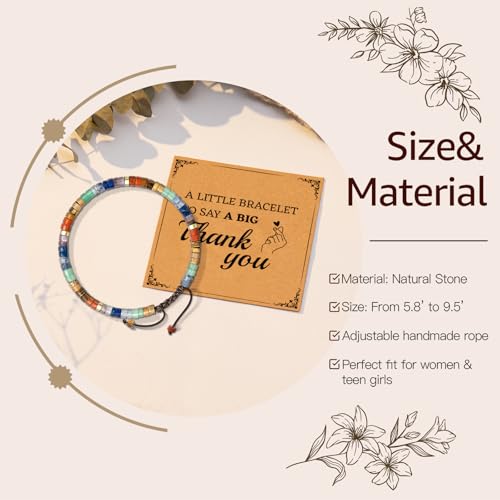 Thank You Gifts for Women: Teacher Appreciation Office Gifts for Coworkers Employee Boss Lady Manager Colleague Natural Stone Bracelet - color: Rainbow-BIG