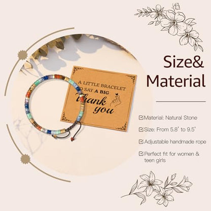 Thank You Gifts for Women: Teacher Appreciation Office Gifts for Coworkers Employee Boss Lady Manager Colleague Natural Stone Bracelet - color: Rainbow-BIG