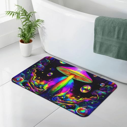 Anti-Slip Waterproof Bathtub Mat Indoor Outdoor Bedroom, Livingroom Diningroom Playroom Kitchen Patio Entrance Floor Mat Trippy Magic Mushrooms Art - color: Pattern 344