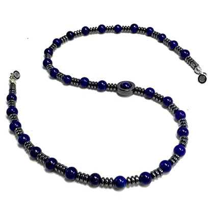 Healing Stress Anxiety Meditation Grounding Energy Gemstone Necklace Series - color: Healing Gemstone Necklace Series-Natural Lapis Lazuli -6 mm 18 inch- Stone