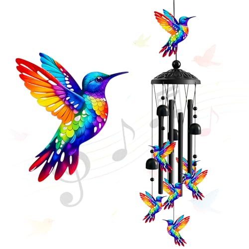 Wind Chimes for Outside, Deep Tone Memorial Windchimes for Patio Porch Balcony Garden Decor, Hummingbird Wind Chimes Housewarming Birthday Gifts for Women Grandma Sister Mother’s Day - color: Hummingbird