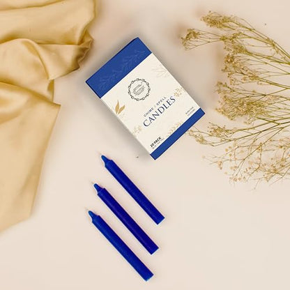 Raajsee Unscented Mini Taper Candles Pack of 20, Royal Blue | 5 Inches (H) Dinner Candle Sticks| Smokeless, and Dripless| Paraffin Wax with Cotton Wicks | Long Burning Time - color: Royal Blue, size: 5 Inch - Pack of 20