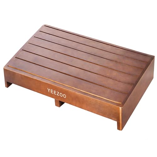 Wooden one Step Stool- Solid Pine Wood Step Riser with Non-Slip Pads, Wood Step Stool for Elderly Adults, high Bed, Bathroom, Kitchen (23.6" L*15.7" W*3.9" H, Brown, 400LBs Capacity) - color: Brown, size: 23.6IN