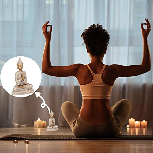 AUNMAS Buddha Statue 3Inch Small Meditation Sitting Carving Figurine Craft Statue for Home Office Desktop Decor Yoga Room Zen Garden Decoration Ornament