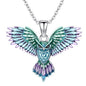 Hummingbird/Phoenix/Owl/Dove/Flamingo/Raven/Blue Jay/Cardinal/Peacock/Eagle/Parrot/Robin Necklace for Women 925 Sterling Silver Bird Pendant Necklace Animal Jewelry Gift for Mother Wife - style: Owl Necklace