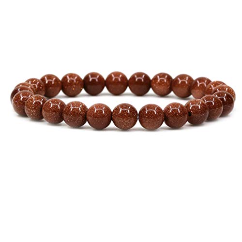 Amandastone Natural Gemstone 8mm Round Beads Stretch Bracelet 7 Inch - color: Gold Sandstone