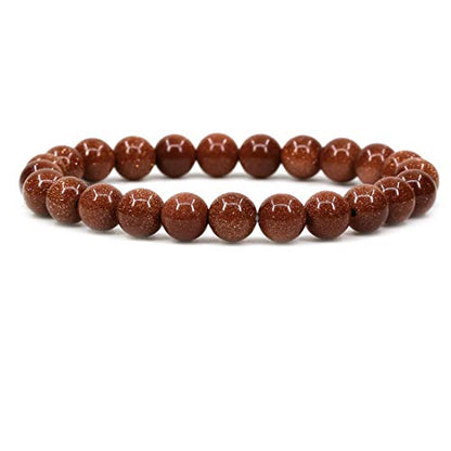 Amandastone Natural Gemstone 8mm Round Beads Stretch Bracelet 7 Inch - color: Gold Sandstone
