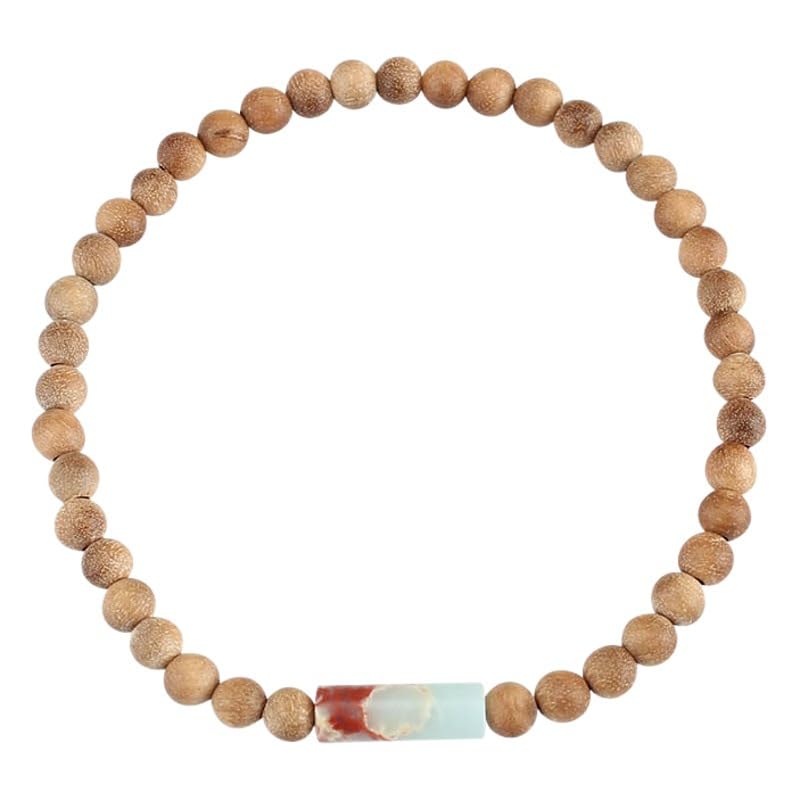 Handmade Jade Sandalwood 4mm Wooden Beads Bracelet - Retro Style Women's Jewelry Accessories - color: White