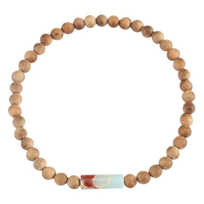 Handmade Jade Sandalwood 4mm Wooden Beads Bracelet - Retro Style Women's Jewelry Accessories - color: White