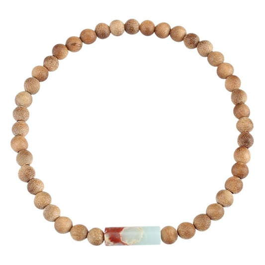 Handmade Jade Sandalwood 4mm Wooden Beads Bracelet - Retro Style Women's Jewelry Accessories - color: White