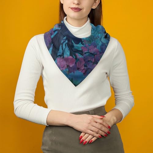 Meditation Yoga Roots Branches Leaves Women Scarf Silk Like Bandana Square Headscarf Hair Scarves Neckerchief Headwear - size: 18"x18"