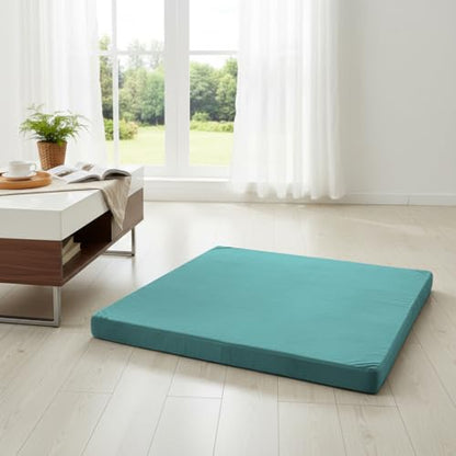 Velvet Zabuton Meditation Mat - Large Floor Pillow for Adults & Yoga Meditation Cushion - High Density Foam Floor Seating with Washable Cover, 31x31 Inch (Green) - color: Green