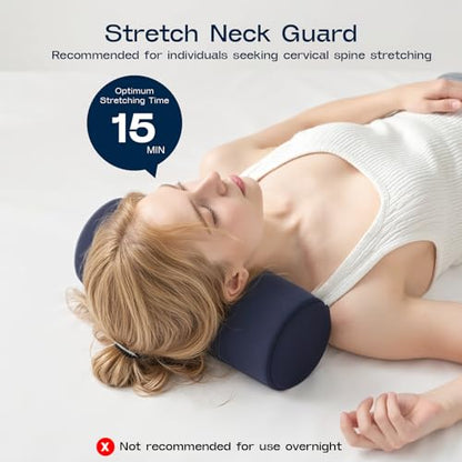 Neck Roll Pillow for Neck Pain Relief - Memory Foam Neck Support Pillow for Bed | Round Neck Pillow for Sleeping, 15.7 * 6 * 6inch ((Navy-Blue)