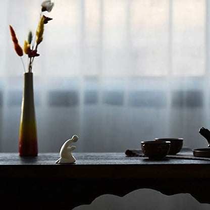 KJYHXX White Porcelain Zen Buddha Statues Creative Monk Figurine Ceramics Crafts Decorative Ornament Home Decoration Accessories(knelling)