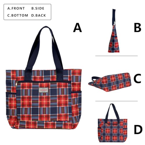 GAENMESN Women's Lightweight Waterproof Tote Bag Durable Designer Handbag with Zipper Travel Commute Everyday Use - color: Check