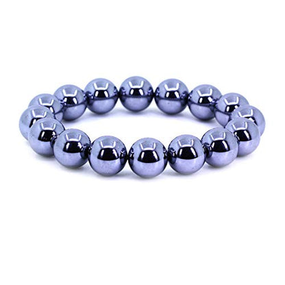 Keleny Semi Precious Stones Natural Gemstones 12mm Round Beads Crystal Stretch Bracelets 7 Inch Unisex - color: White Terahertz Jasper