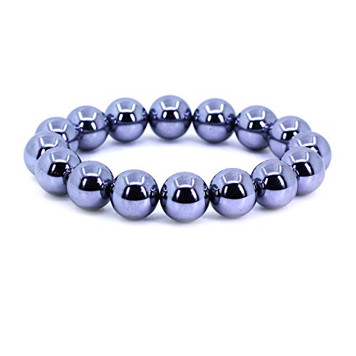 Keleny Semi Precious Stones Natural Gemstones 12mm Round Beads Crystal Stretch Bracelets 7 Inch Unisex - color: White Terahertz Jasper