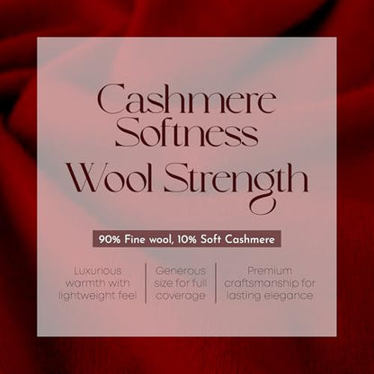 Velanio Cashmere Luxury Knitted Wrap Travel Shawl Scarf, Pashmina Stole, All-Season Scarf for Women Cashmere Wool Blend - color: Maroon