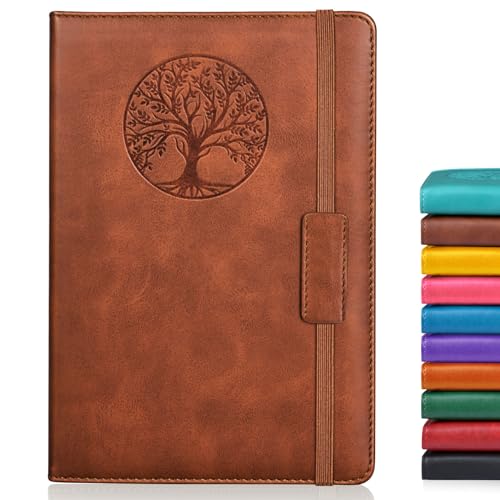 Lined Journal Notebook for Women Men,256 Thick Pages,A5 Hardcover Vintage Leather Journal for Writing,Travel,Business,Work, School,College Ruled Notebooks for Note Taking,Daily Diary 5.7"×8.3" - color: Brown, size: A5-sized Lined Pages