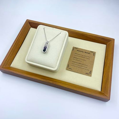 Natural Crystal Necklace Gift for New Beginnings, Crystals and Healing Stones Necklace for Anxiety Relief, Encourage Gift For Women, Mum, Natural Genuine Gemstone, Cheer Up - color: Silver, style: Anxiety Relief